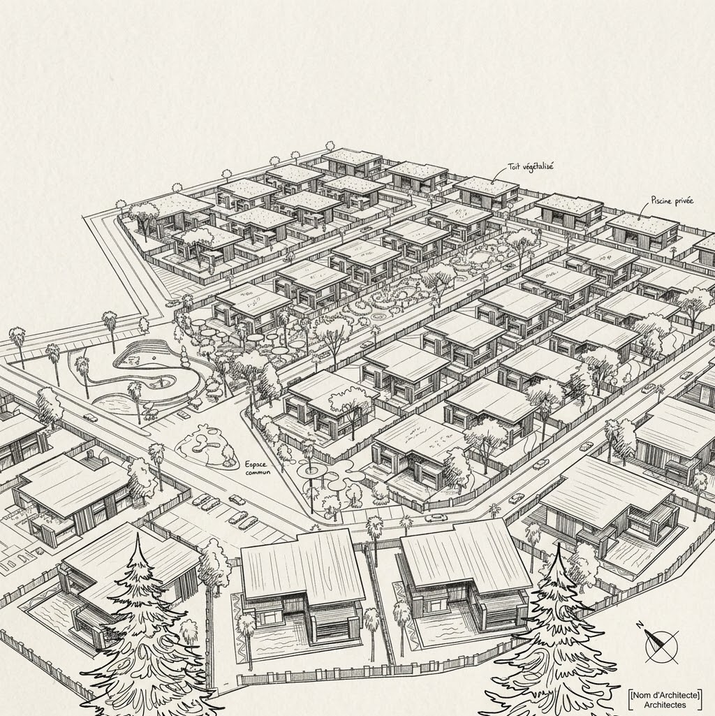 Vue dessinée du domaine et de ses allées