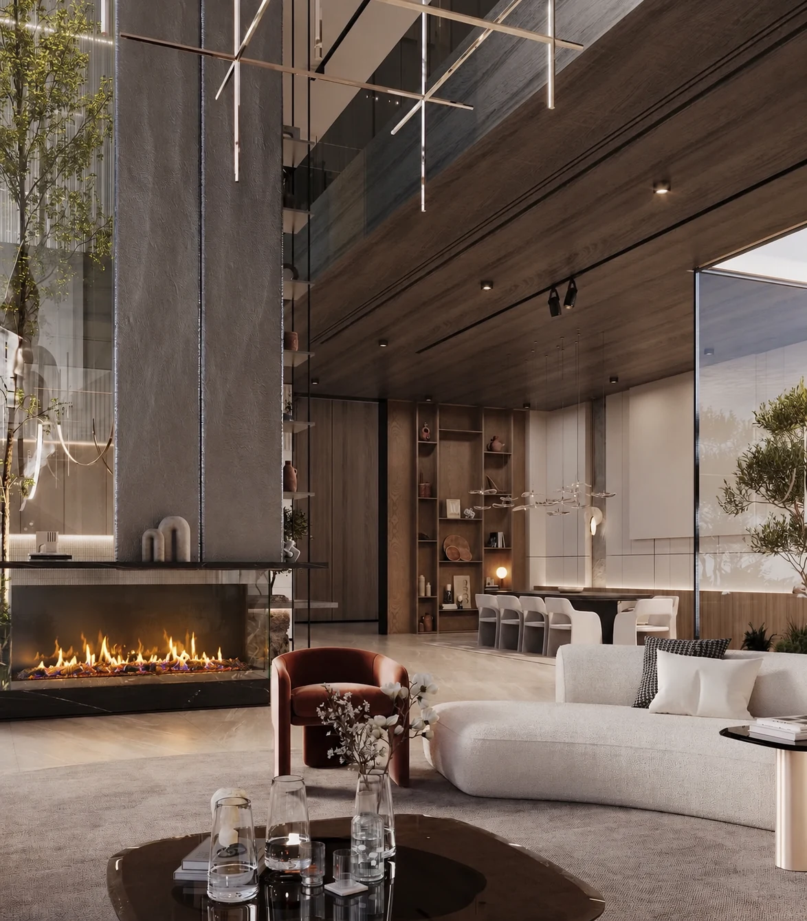 Villa Margaux — De woonkamer opent naar de eetkamer
