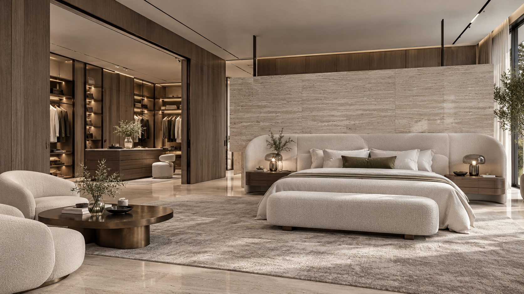 Villa Margaux — Suite 03 · Gerookt eiken & travertin