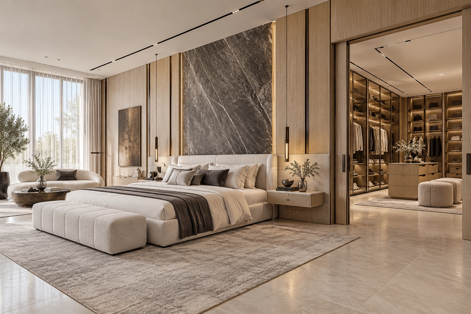 Villa Margaux — Suite 04 · Licht eiken & donkere steen